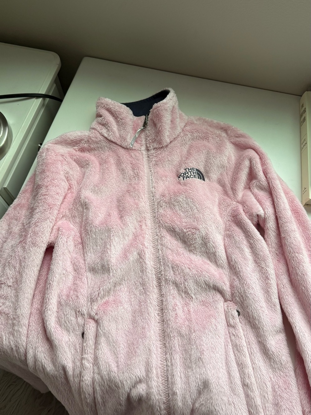 The North Face Women's Light Pink Plush Full-Zip Teddy Jacket